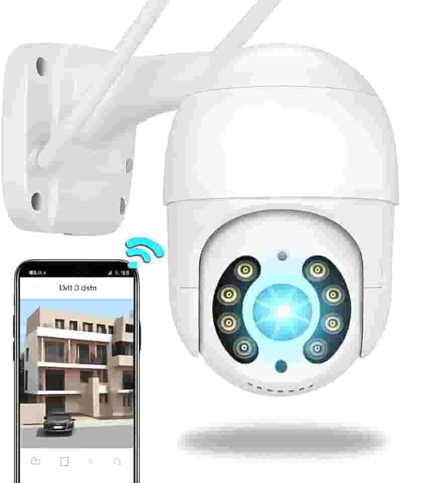 Câmera IP Externa Wi-Fi Giratória 360° Com Monitoramento Via APP -Aprova D'água Com Filmagem Hd e Detecção De Movimento (Linha Premium).