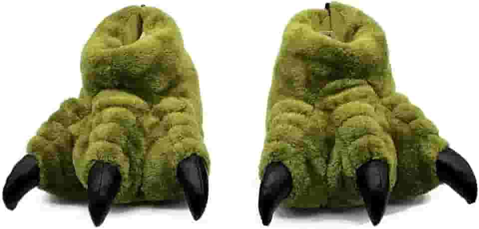 Pantufa 3D Garra Dinossauro T-Rex Verde Adulto Unissex