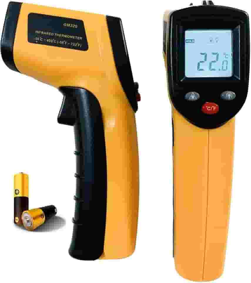 Termômetro Infravermelho Digital Industrial, LCD, -50°C a 380°C, Medição Sem Contato para Forno e Freezer