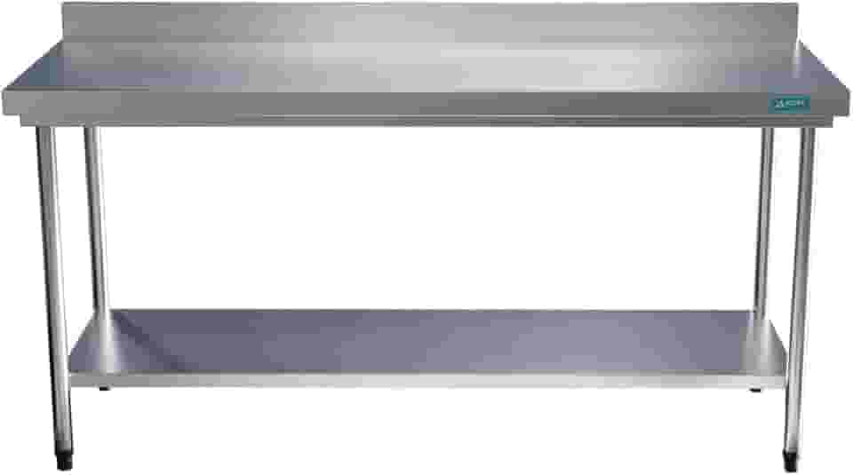 Mesa Bancada Em Aço Inox com Espelho e Prateleira 120x60x85 Aço Rio