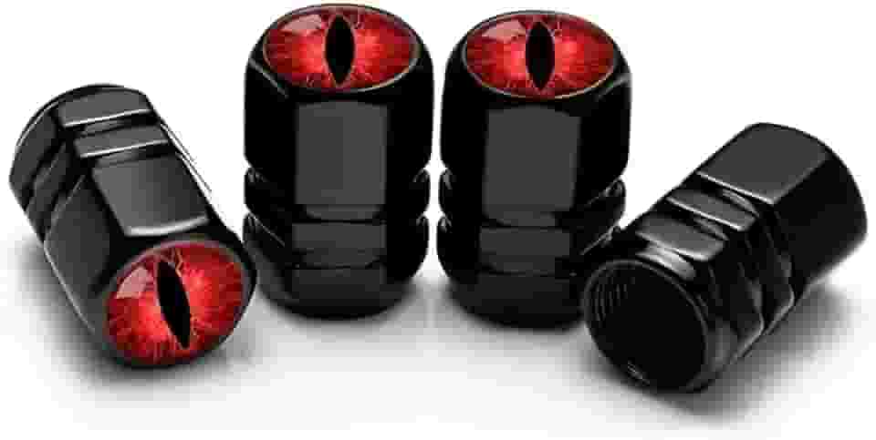 4 tampas de válvula de pneu universais, design visual olho de gato, adequado para carros, motocicletas, caminhões e bicicletas (preto)