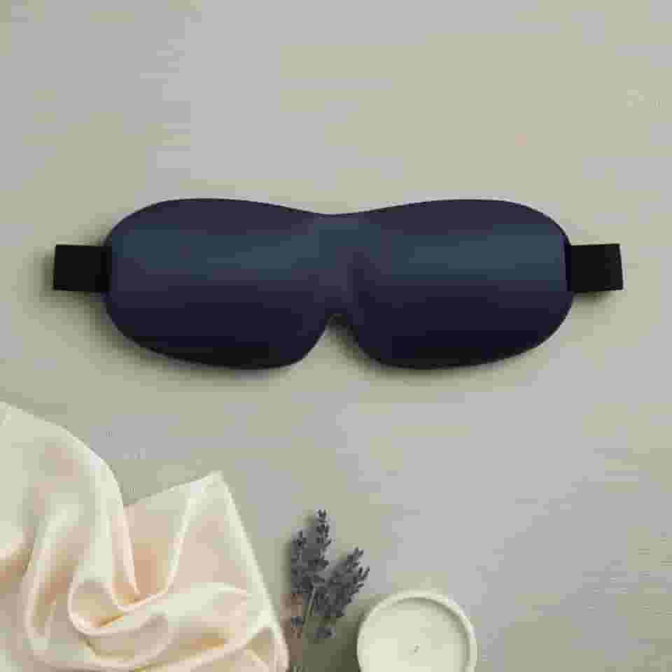 Máscara de Dormir 3D Premium, Poliéster Leve, Design Anatômico, Bloqueio Total de Luz, para Viagem e Uso Diário, 15g, Preta e Rosa (Azul)