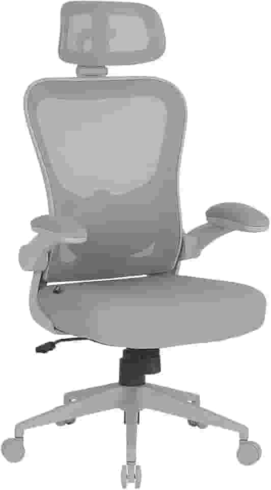 Cadeira de Escritório Ergonômica, DT3 Vita com apoio de cabeça 3D, Apoio Lombar Ajustável, Mesh Spandex Respirável + Tecido Softex Espuma Injetada, Certificada NR-17, Cadeira Giratória (Grey Frame)