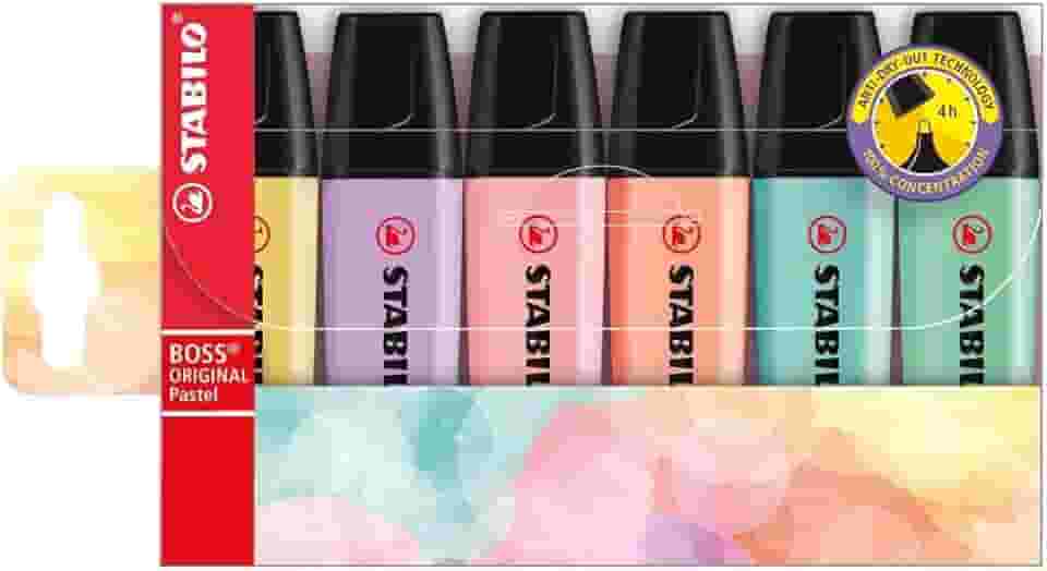 Marca Texto - Stabilo Boss Original Pastel – Estojo com 6 Unidades – Em 6 Cores Sortidas