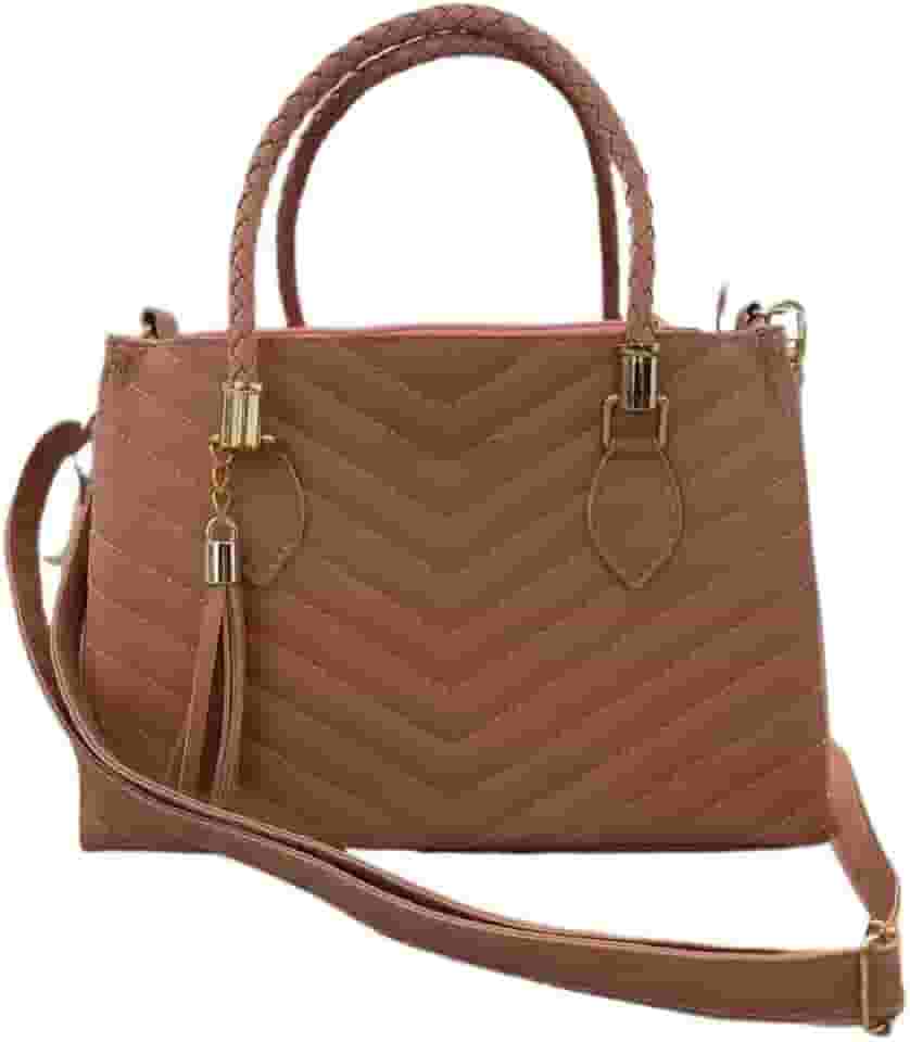 Bolsa Feminina, Alça de Ombro Removível, Couro Sintético Preto, Detalhes em Metal Dourado