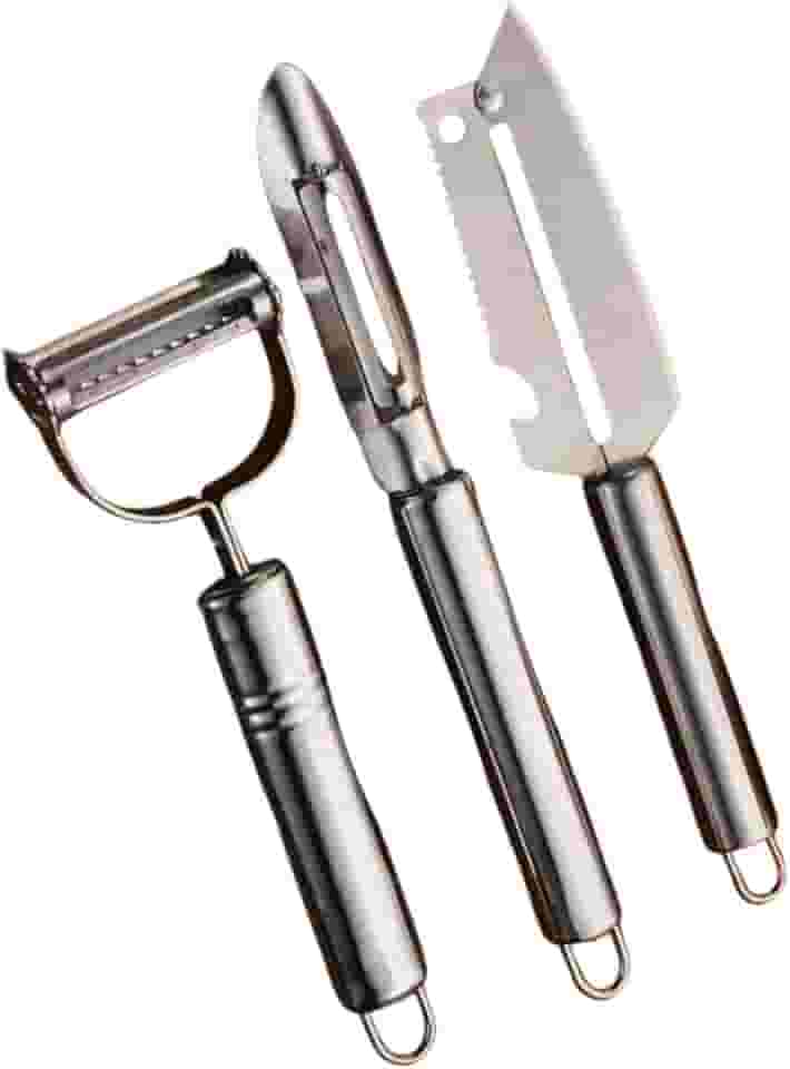 Kit 3 Descascadores Inox Profissionais Multiuso, Aço Inoxidável Premium, Lâminas Ultra Afiadas, para Legumes, Frutas, Queijo e Escama de Peixe