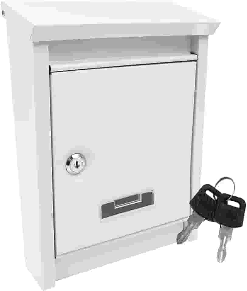 Caixa de Correio, Mailboxes com Fechadura, Caixa Para Correspondência, 30 x 20.5 x 6.5 cm(Branco)