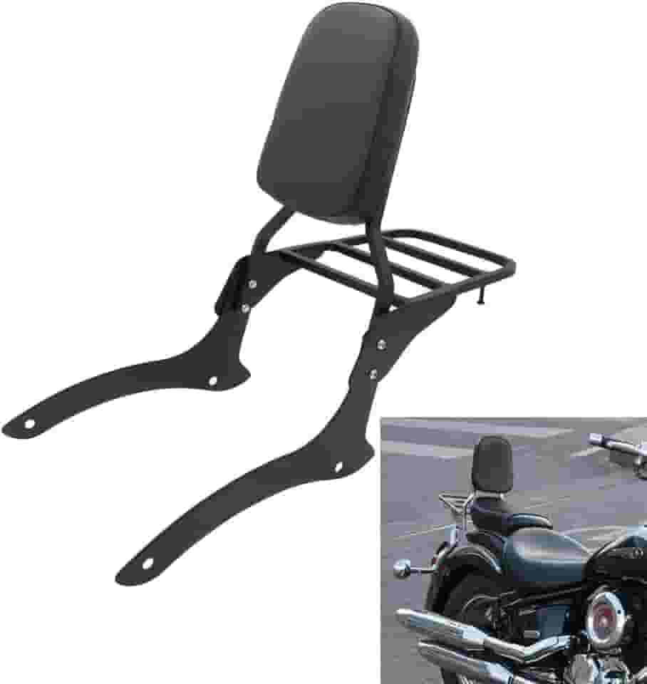 Passenger Sissy Bar com bagageiro encosto traseiro para Yamaha V Star 1100 Custom XVS1100 DragStar 2000-2011, preto