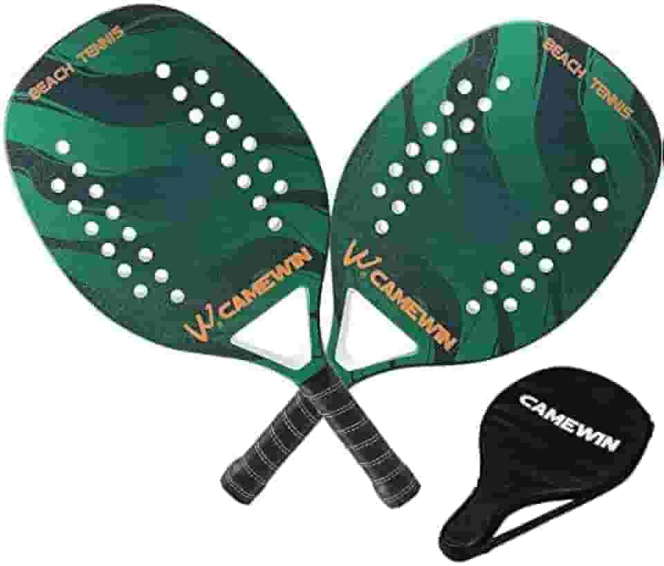 Kit 2 Raquetes Para Beach Tennis Profissional Em Fibra Carbono Com Capas Protetoras - Camewin (Verde)