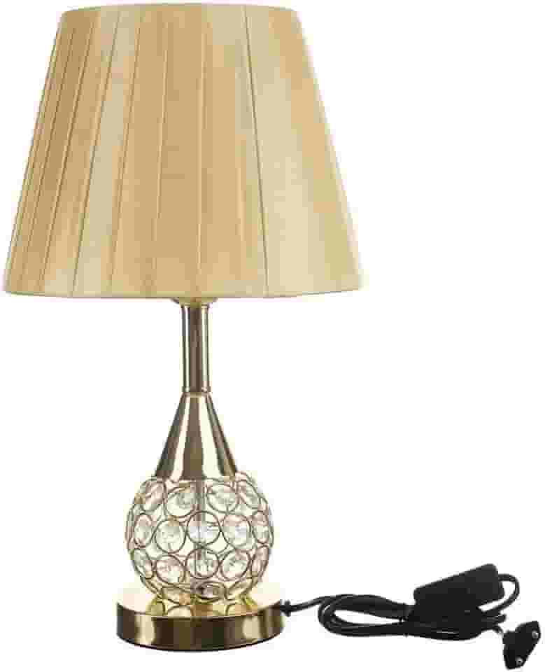 Abajur Luminaria Decorativo Quarto Sala Criado Mudo Cristal Com Led 42cm (DOURADO)