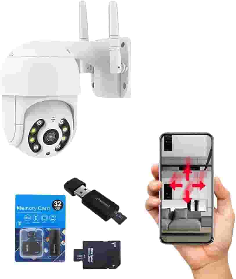 Câmera de Segurança IP WiFi HD 1080p - Externa à Prova D'água com Visão Noturna Infravermelho + Cartão MicroSD 32GB Incluso