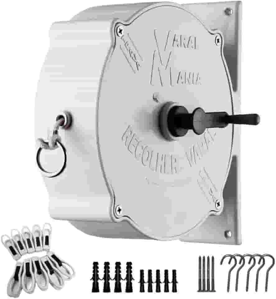 Varal Retrátil de Parede Recolhível com Corda 30m e Kit Instalação – Suporta até 30kg de Roupas