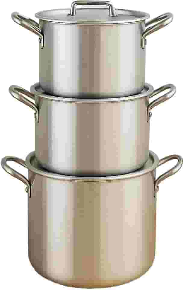 Kit 3 Caçarolas de Alumínio Polido com Tampa – 4,5L 5L 7L | Panelas Reforçadas 3mm para Feijoada, Sopas e Caldos