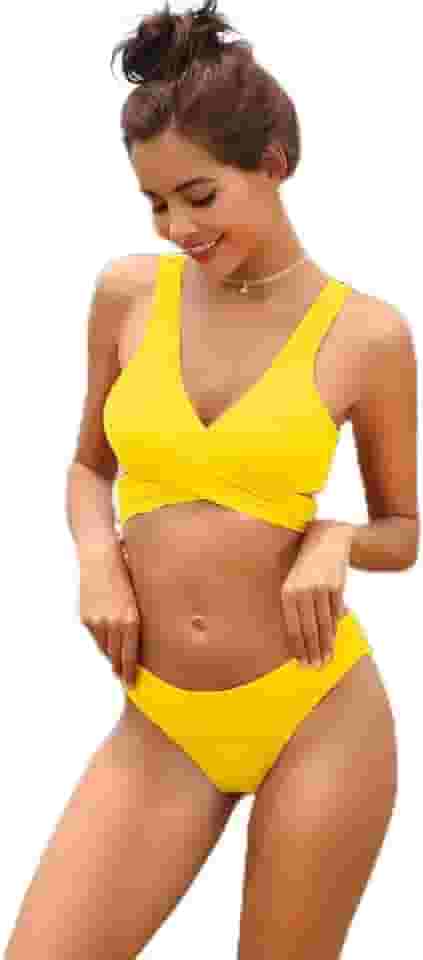 Conjunto de biquíni feminino push up, bandagem, roupa de banho de duas peças