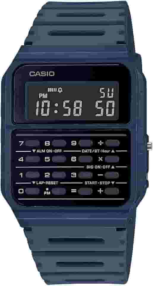 Casio Relógio masculino vintage CA53W-1 calculadora, Azul, Relógio de quartzo