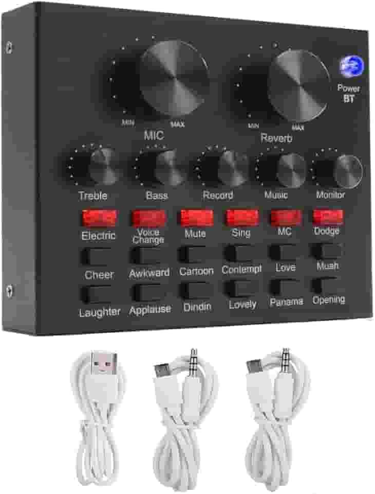 Placa de Som V8 Bluetooth Mesa Móvel Usb P10 P2 18 Efeitos de som Profissional Auxiliar Podcast Live Streaming Twitch Youtube Cantar Gravar Música