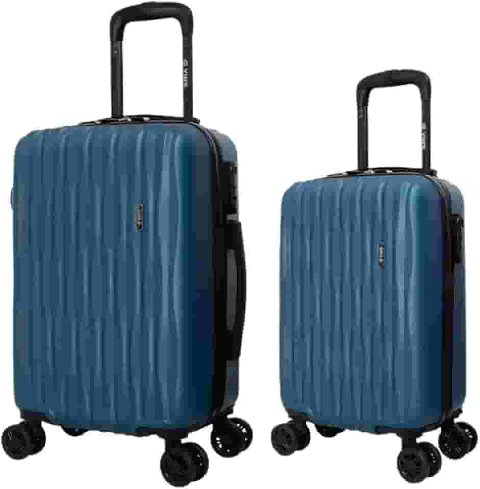 Yin's Conjunto de Malas de Bordo 8 kg e Media 23 kg Expansível, com Rodas Removíveis 360° Silenciosas, Padrão ANAC, Cadeado Fixo Integrado, Rígida, em ABS Resistente e Leve, Bagagem para Viagem - Azul