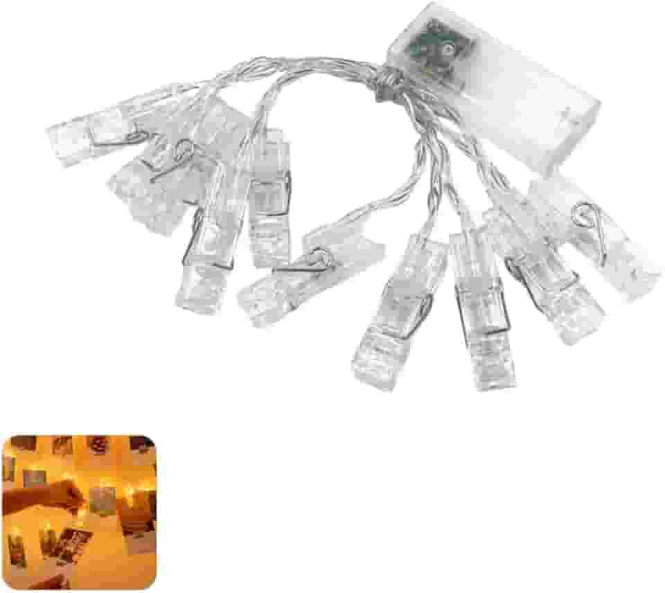 Varal Luminoso para Fotos LED 10 Prendedores 2 Metros Branco Quente Aconchegante Polaroid Instax Romântico Criativo - Linha Casa Morderna&Elegante