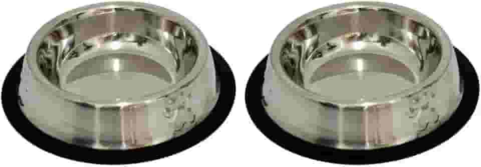 Kit 2 Potes Comedouro e Bebedouro Em Inox Anti Derrapante 240 ml Patas Relevo Mini