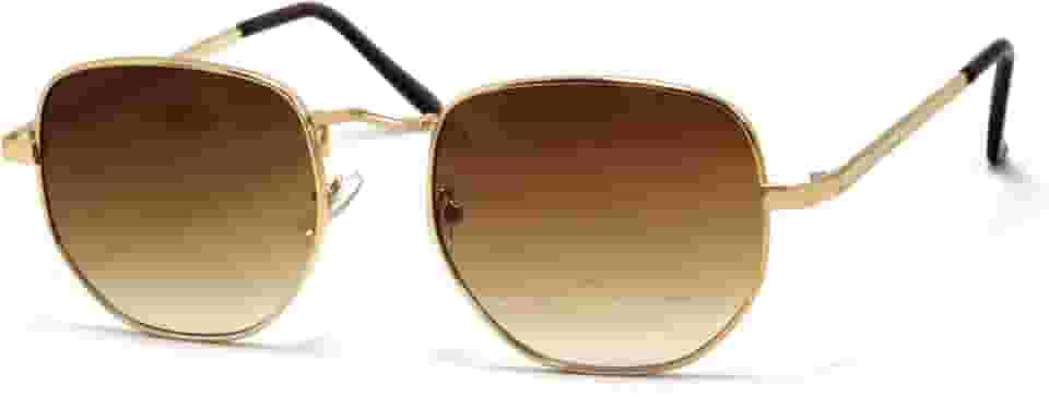 Óculos De Sol Vintage Feminino Masculino Hexagonal Metal Desenho: Hexagonal/Marrom-Degrade; Tamanho: Médio