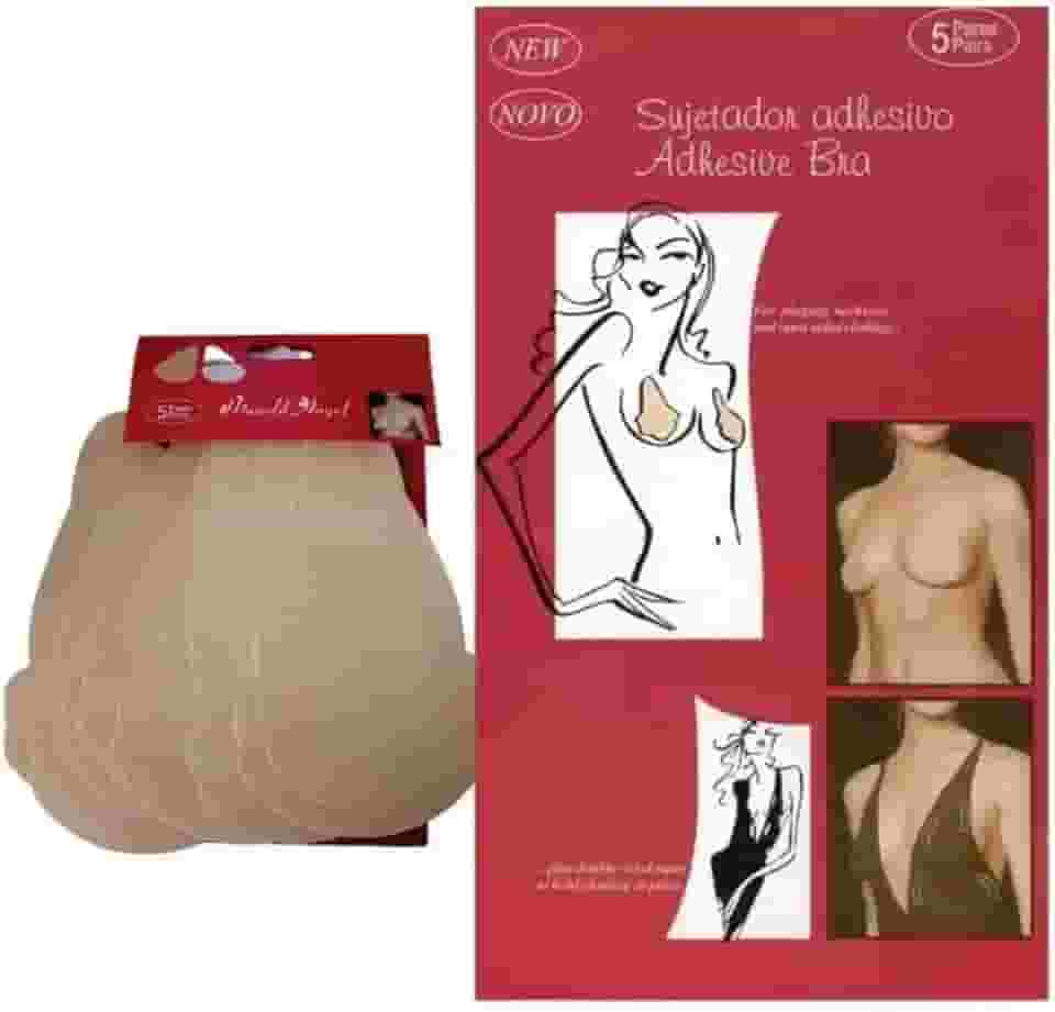 5 Par Sutiã Adesivo de Silicone Levanta Seio Push Invisivel Adereup Bege de acorodo com seu Tamanho
