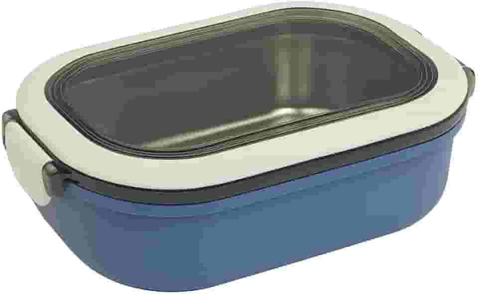 Marmita Térmica Grande com Compartimentos – Aço Inox 304, Vedação Hermética(Azul)