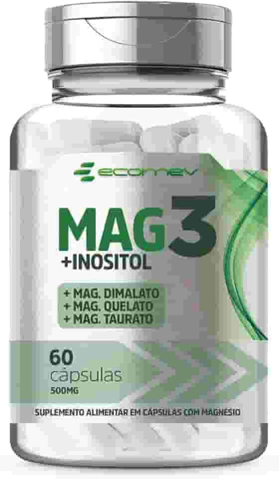 Mag3 Magnésio Dimalato Quelato Taurato + Inositol 500Mg 60 Cáps Ecomev