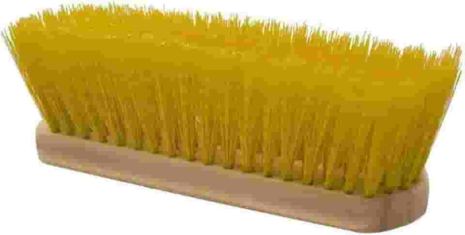 Escova para Cavalos Amarela, Cerdas Plásticas com Cabo de Madeira, para Limpeza Diária de Corpo, Crina e Cauda, Tipo Vassoura, Tamanho Único