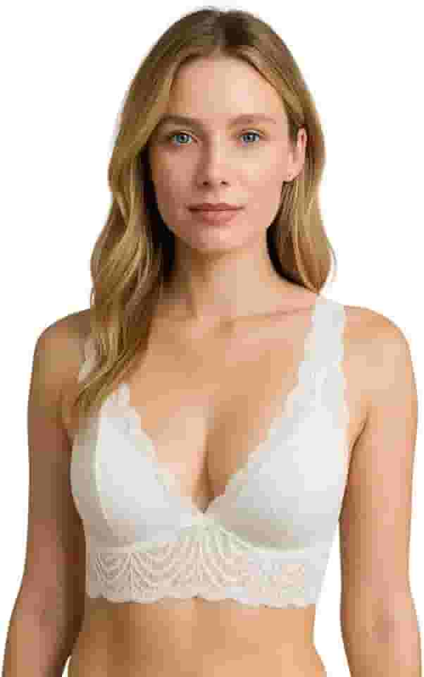 Sutiã de Renda Lingerie com Bojo Triângulo Alça Larga Débora