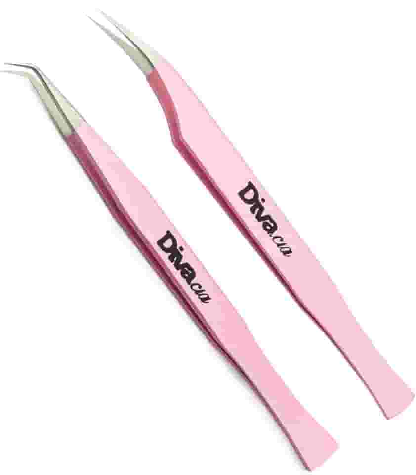 Kit 2 Pinças Extensão De Cílios Aço Japonês 45ª e Golfinho Volume Russo e Fios Tecnológicos Lash Designer