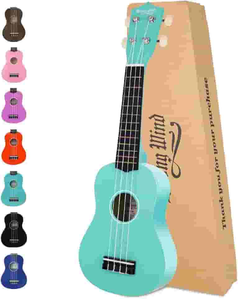 Strong Wind Ukulele soprano de 53 cm para crianças, ukuleles havaianos, azul claro