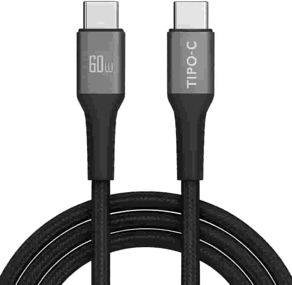 Cabo USB-C Turbo 2 Metros Tipo C 60W Nylon Trançado e Reforçado Compativel Com Iphone 15, Iphone 16 Notebook Tablet Qualidade Premium Carregamento Transferência de Dados Compativel ANDROID