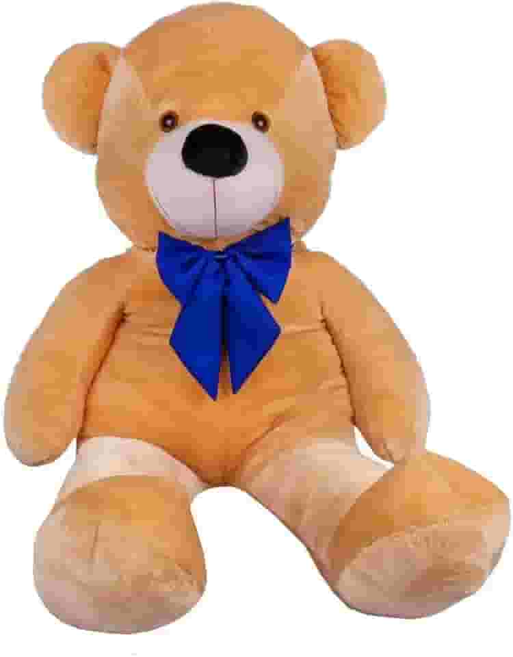 Urso de Pelúcia Gigante com Laço Personalizado, 90 cm, Macio, Teddy (Doce de Leite com Laço Azul)