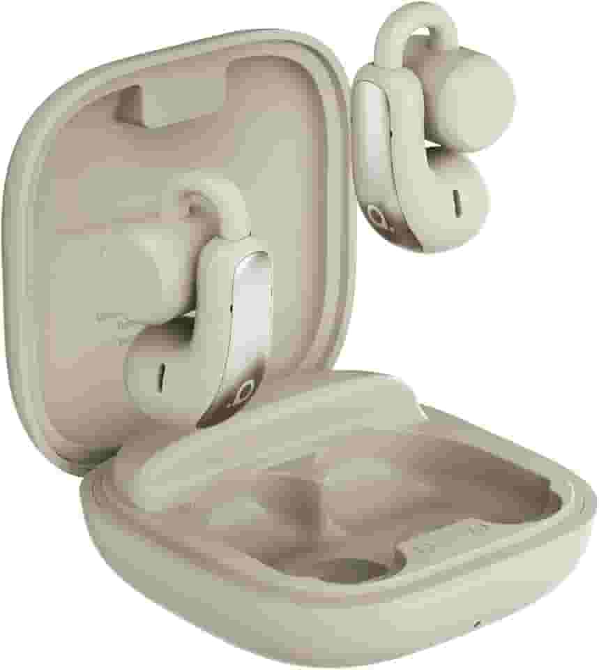 Fone de Ouvido Bluetooth Basike, Fone sem fio Bluetooth 5.3 com clipe, Condução Óssea, Cancelamento de Ruído, IPX5, Reprodução 28 Horas, Compatível com iOS, Android para Corrida e Fitness (Areia)