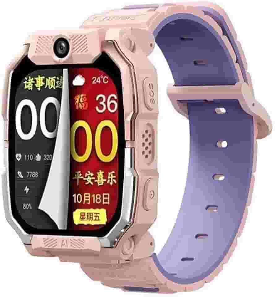 4G Kids Phone Watch - Rastreador com Localização GPS Chamada de vídeo resistente a água, 1,54 polegadas Rastreador de Atividade, Cartão SIM, WiFi com câmera (ROSA)