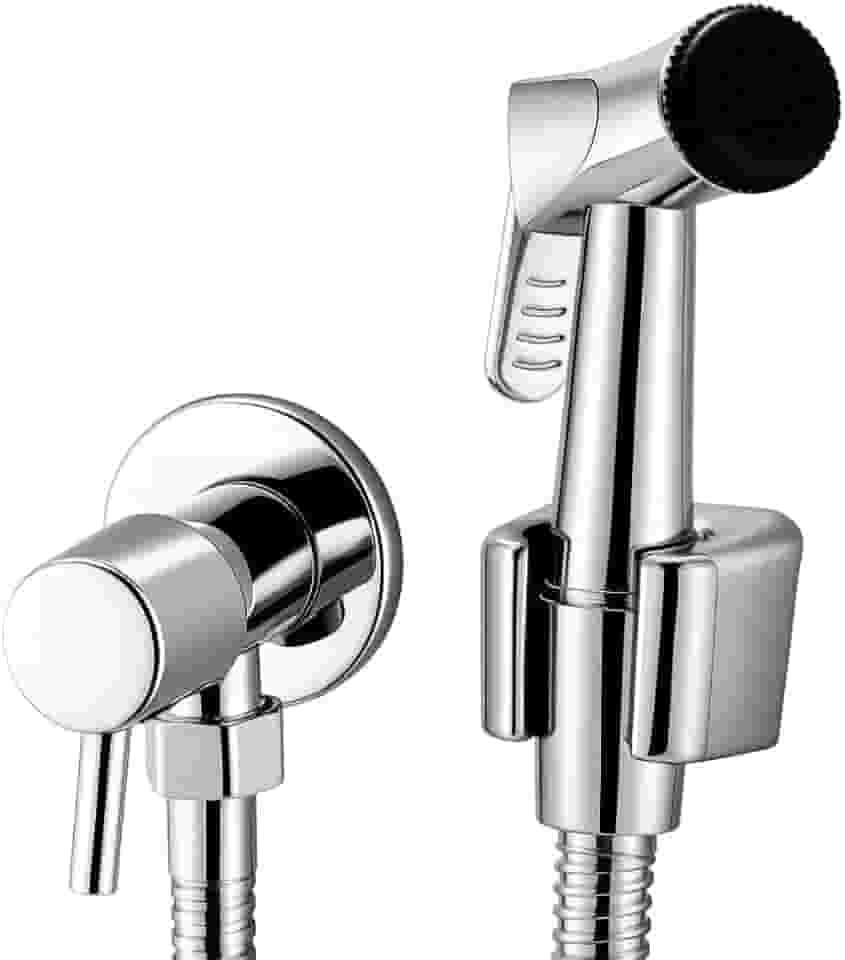 Ducha Higiênica de Metal Inox 304 com Gatilho + Mangueira Flexível 1,5m Conexão 1/2" Banheiro Bidê Spray Pressurizado Antivazamento