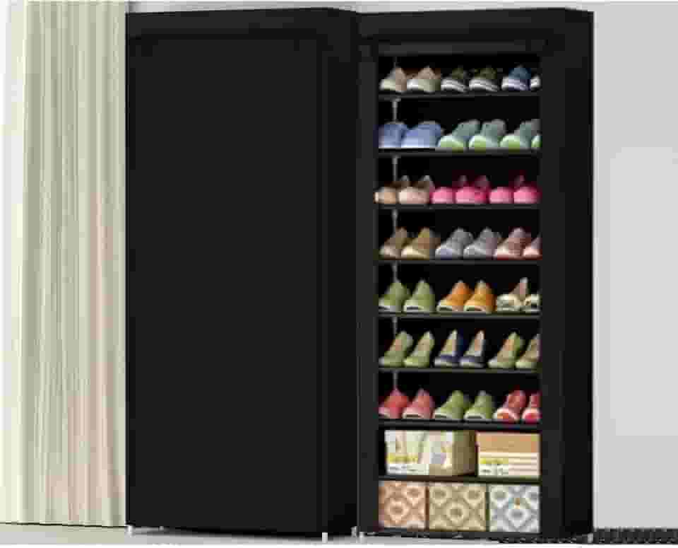 Sapateira com 9 Prateleiras para Organizar Calçados e Objetos Cor: Preto