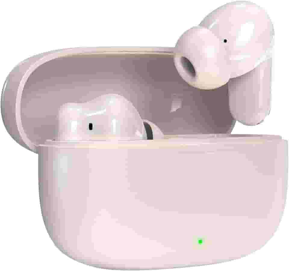 Fone De Ouvido Bluetooth Sem Fio 5.3 Compatível iPhone Android, Modo de Fone Ouvido único e Dois Com Microfone, 360 Estéreo Graves Potentes Para Trabalho Academia Corrida Musica Jogo e Game, Bege