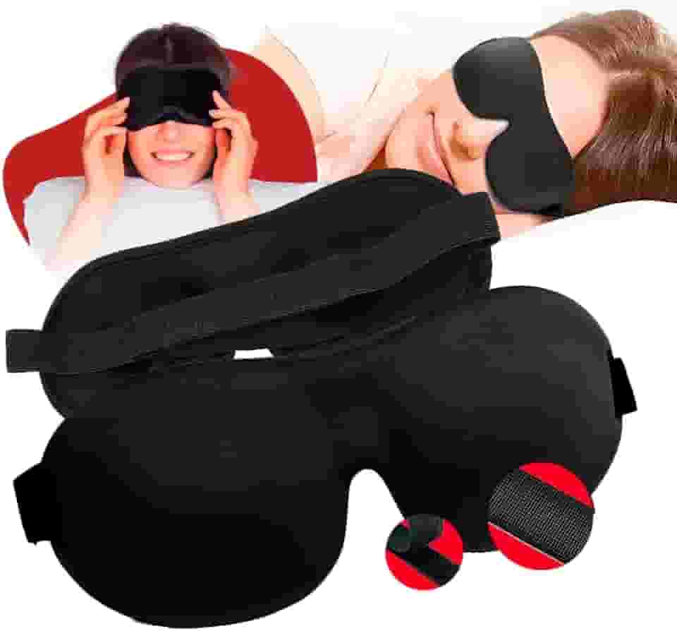 Máscara de Dormir 3D Blackout para Descanso e Viagem, Preta