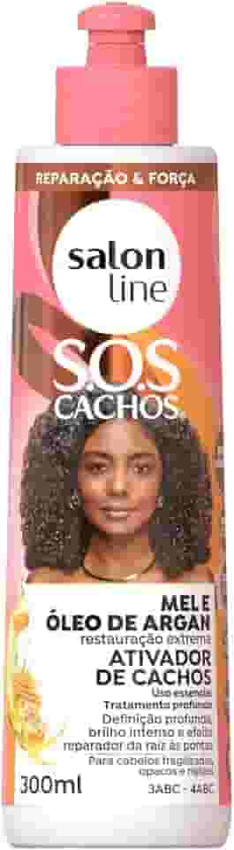Salon Line, Ativador de Cachos, SOS Cachos, Mel e Óleo de Argan, Não Vegano - Para Cabelos Cacheados e Crespos, 500ml