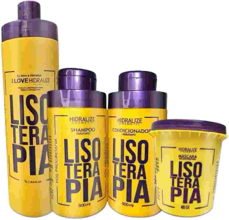Kit Progressiva Sem Formol Lisoterapia Profissional – Shampoo, Condicionador, Máscara e Tratamento Profissional