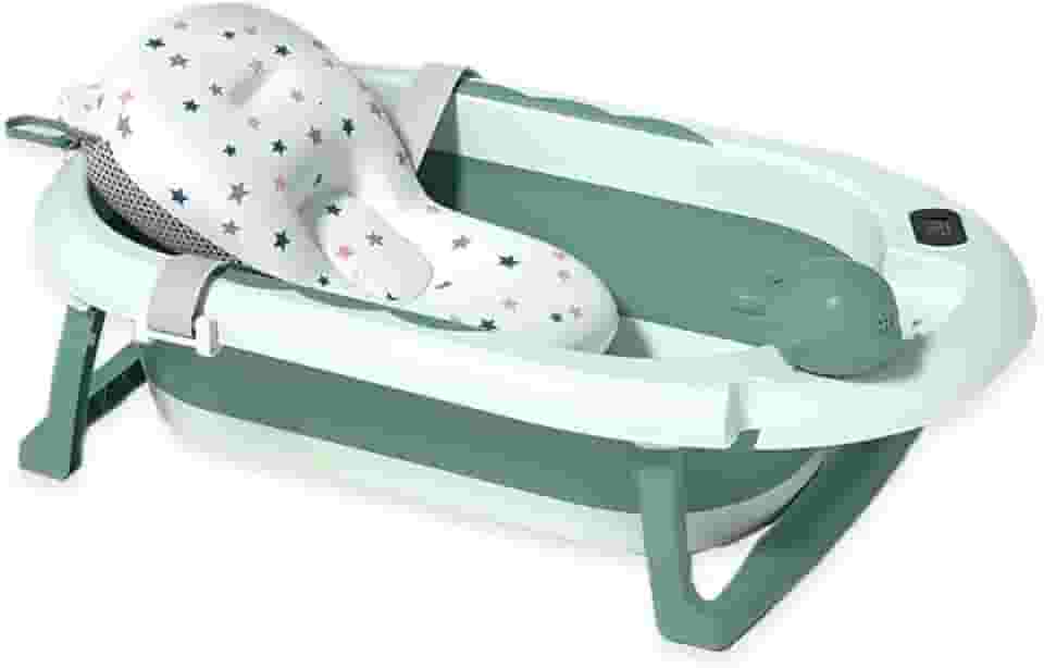 Banheira Dobrável Com Termômetro E Almofada Verde Yuupi