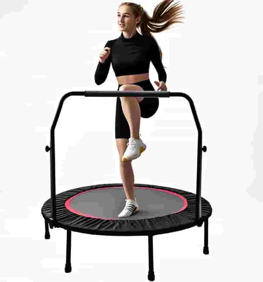 Jump Cama Elástica Ginástica, Trampolim Dobrável de 40 Polegadas, Equipada com Pegas de Espuma Ajustáveis, Adequada para Exercícios em Ambientes Internos/Externos, Máxima de 250 kg