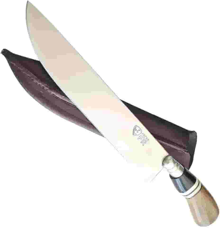 Faca Artesanal Para Churrasco 10" Aço Inox - Cabo de Chifre e Madeira - Super Afiada - Bainha de Couro - FACAS FR