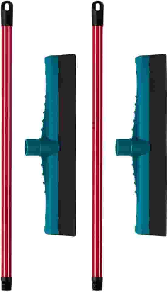 2 Rodos Plástico 30cm EVA Duplo com Cabo Reforçado – Puxa Água, Secagem Rápida, Limpeza Eficiente em Piso Molhado, Ideal para Banheiro, Cozinha, Casa, Lavanderia Áreas Internas, Leve, Durável Multiuso