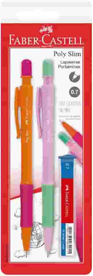 Lapiseira Poly Slim 0.7mm Faber-Castell - Rosa e Roxa, 2 unidades