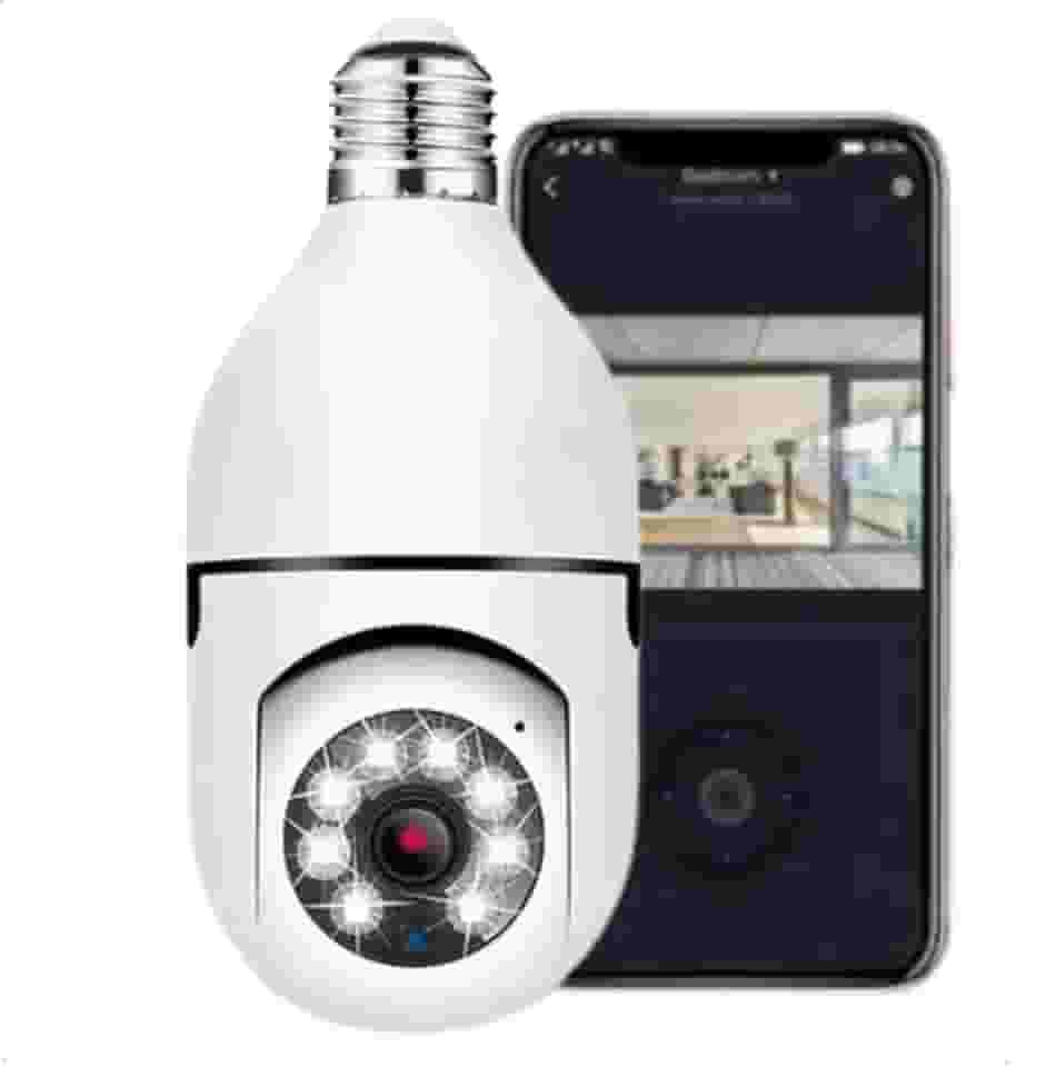 Câmera IP Wi-Fi Lâmpada Full HD 1080p Visão Noturna Áudio Bidirecional Bivolt para Vigilância Remota