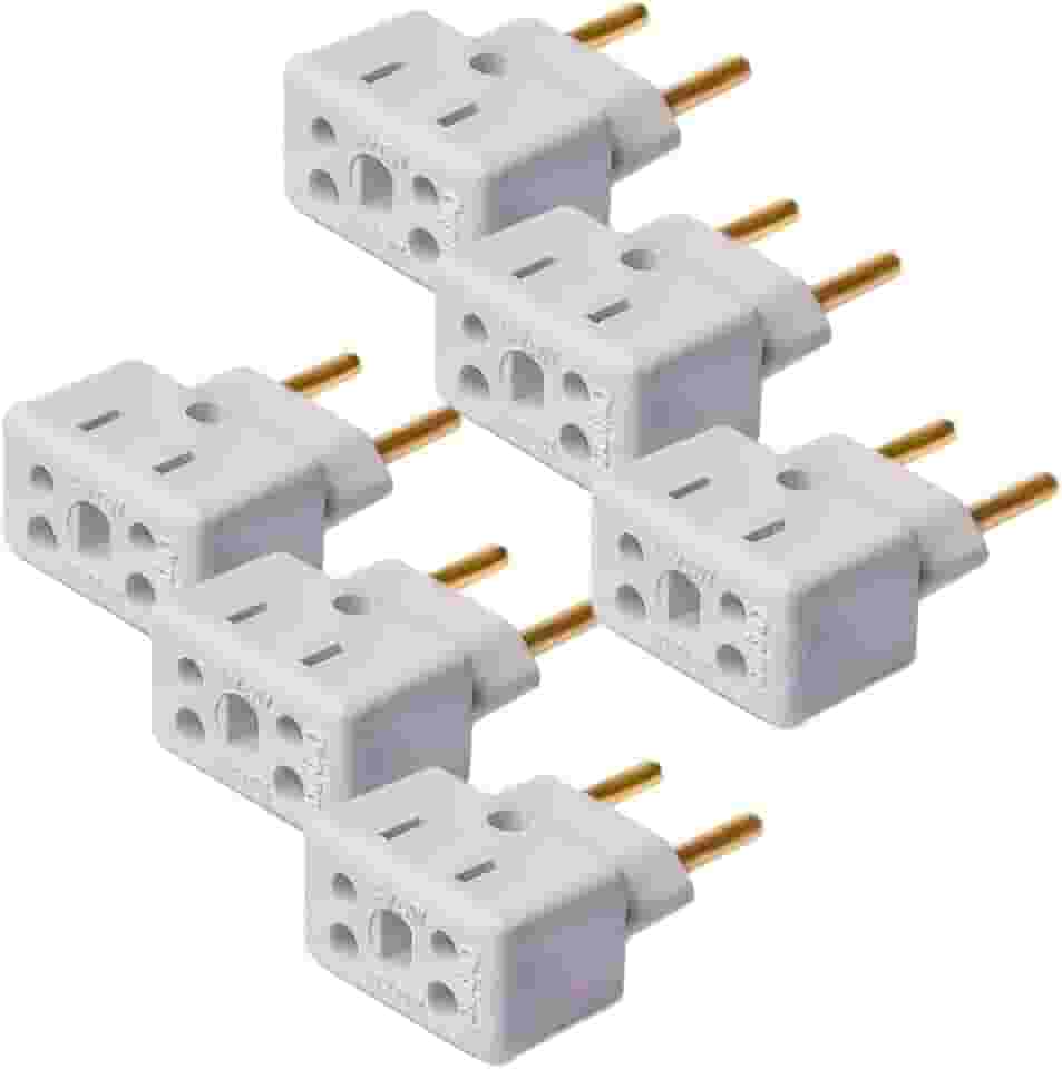 Kit com 6 Adaptadores de Tomada – 3 Pinos para 2 Pinos – Plug 10A / 20A – Modelo Bob Esponja/Plug T Benjamin – Branco