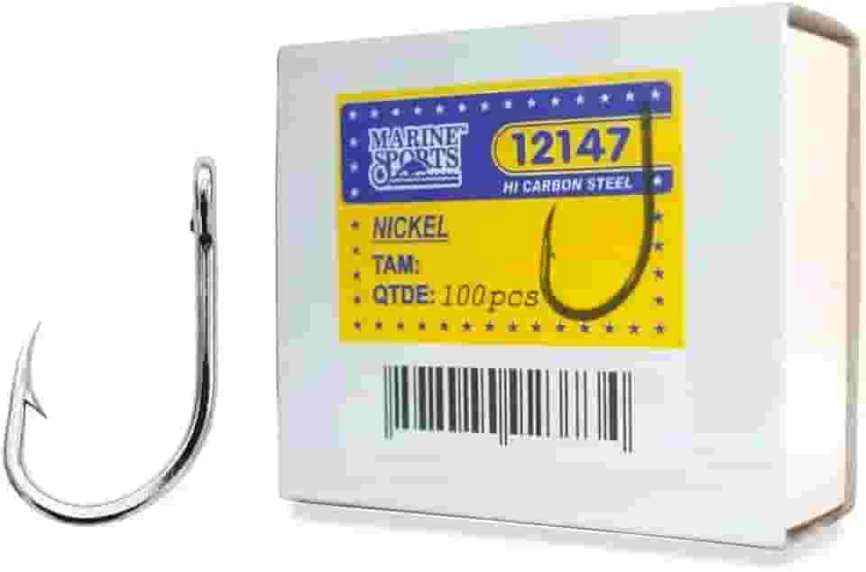Anzol Pesca Marine Sports Nickel 12147 Aço Carbono Nº 7/0 - Caixa 100un