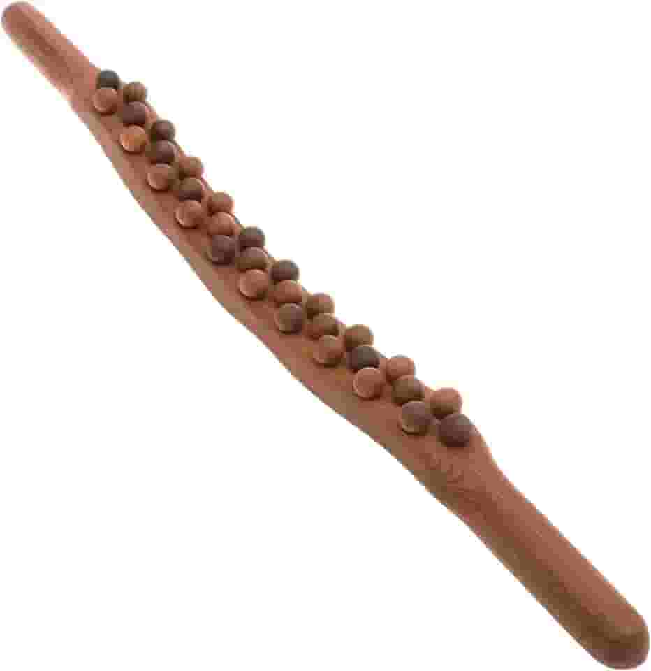 Ferramenta de massagem de madeira Gua Sha, bastão de rolo de madeira para massagem nas costas, design ergonômico curvo para esculpir o corpo, drenagem linfática, massagem muscular, pescoço, costas